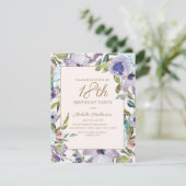 Invitation Elégante Lilac Purple Floral Verdure 18e anniversa (Debout devant)