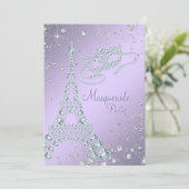 Invitation Elégante Lilac Purple Paris Masquerade Party (Debout devant)