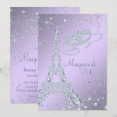 Invitation Elégante Lilac Purple Paris Masquerade Party (Devant / Derrière)
