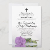 Invitation Élégante Lilac Purple Rose Mariage catholique mode (Devant)