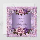 Invitation Élégante Lilac Purple Rose rose 70e fête d'anniver (Devant)