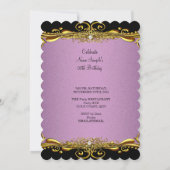 Invitation Élégante Lilac Rose Black Gold 60e fête d'annivers (Dos)