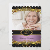 Invitation Élégante Lilac Rose Black Gold 60e fête d'annivers (Devant)