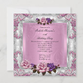 Invitation Élégante Lilac rose violet Rose fête d'anniversair (Dos)