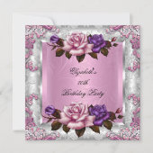 Invitation Élégante Lilac rose violet Rose fête d'anniversair (Devant)