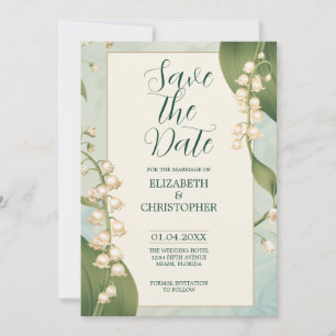 Invitation Élégante Lily de la vallée Sauvez la Date Mariage