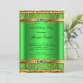 Invitation Elégante Lime Green Gold Damask Diamond Anniversai (Debout devant)