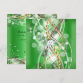 Invitation Elégante Lime Green Gold Diamond Anniversaire (Devant / Derrière)