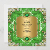 Invitation Elégante Lime Green Gold Floral fête d'anniversair (Dos)