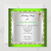 Invitation Elégante Lime Green Gold Parties scintillant fête (Dos)