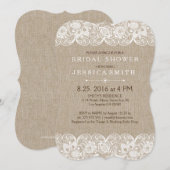 Invitation Elégante Linge Beige Blanc Vintage dentelle fille (Devant / Derrière)