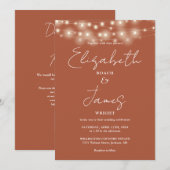 Invitation Élégante lumière à chaîne en terre cuite Mariage d (Devant / Derrière)