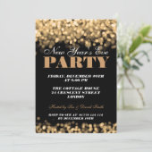 Invitation Élégante Lumière Chimieuse Du Nouvel An Gold (Debout devant)