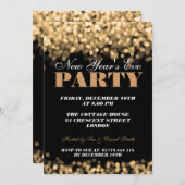 Invitation Élégante Lumière Chimieuse Du Nouvel An Gold (Devant / Derrière)