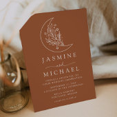 Invitation Élégante Lune et Étoiles Mariage en terre cuite