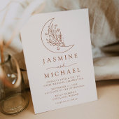 Invitation Élégante Lune et Étoiles Mariage en terre cuite