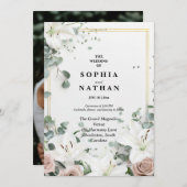 Invitation Elégante Lys Blanches & Eucalyptus Mariage Floral (Devant / Derrière)