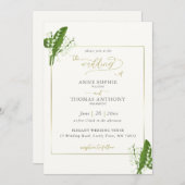 Invitation Élégante Lys de printemps de la Vallée Mariage d'o (Devant / Derrière)