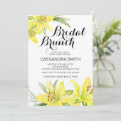 Invitation Elégante Lys Jaune Floral Bridal Brunch Douche (Debout devant)
