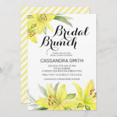 Invitation Elégante Lys Jaune Floral Bridal Brunch Douche (Devant / Derrière)