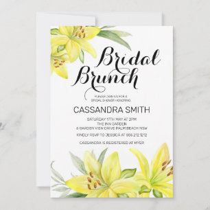 Invitation Elégante Lys Jaune Floral Bridal Brunch Douche