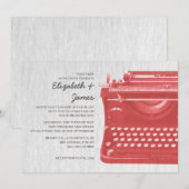 Invitation Élégante machine à écrire : clés de mariage (Devant / Derrière)