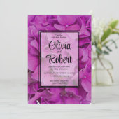 Invitation Elégante magenta rose hydrangée florale roses (Debout devant)