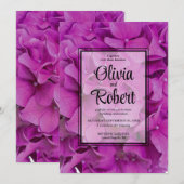 Invitation Elégante magenta rose hydrangée florale roses (Devant / Derrière)