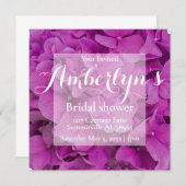 Invitation Elégante magenta rose hydrangée florale roses (Devant / Derrière)