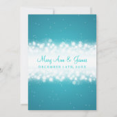 Invitation Élégante magie du mariage étincelante Turquoise (Dos)