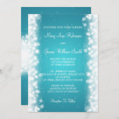 Invitation Élégante magie du mariage étincelante Turquoise (Devant / Derrière)