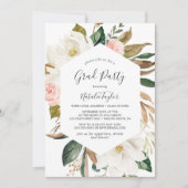 Invitation Élégante Magnolia White and Blush Graduation Party (Devant)