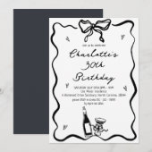 Invitation Elégante main tirée 30e anniversaire (Devant / Derrière)