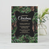 Invitation Élégante Maison À feuillage persistant de Noël (Debout devant)