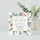 Invitation Élégante Maison ouverte botanique rustique d'hiver (Debout devant)