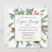 Invitation Élégante Maison ouverte botanique rustique d'hiver (Devant)