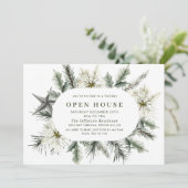 Invitation Elégante Maison ouverte de Noël Boho Poinsettia Bl (Debout devant)
