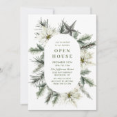 Invitation Elégante Maison ouverte de Noël Boho Poinsettia Bl (Devant)