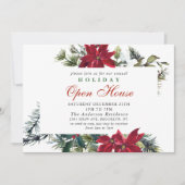 Invitation Elégante Maison ouverte de Noël de Noël de Poinset (Devant)