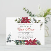 Invitation Elégante Maison ouverte de Noël de Noël de Poinset (Debout devant)