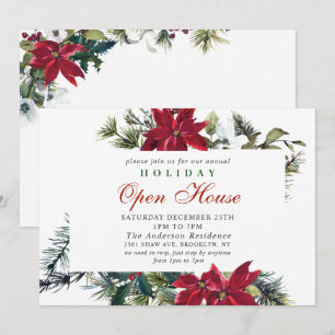 Invitation Elégante Maison ouverte de Noël de Noël de Poinset