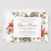 Invitation Elégante Maison ouverte de Noël Poinsettia (Devant)