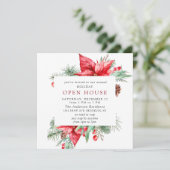 Invitation Elégante Maison ouverte de Noël Poinsettia (Debout devant)