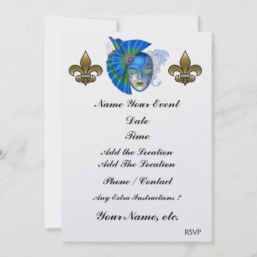 Invitation élégante Mardi Gras - SRF (Dos)