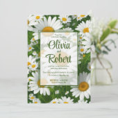 Invitation Elégante marguerite blanche champs fleuris blancs  (Debout devant)