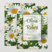 Invitation Elégante marguerite blanche champs fleuris blancs  (Devant / Derrière)