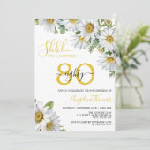 Invitation Elégante marguerite blanche Floral Surprise Annive (Debout devant)