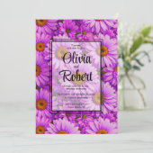 Invitation Élégante marguerite florale magenta rose foncé (Debout devant)