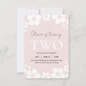 Invitation Élégante Marguerite Rose Enfants Anniversaire Fleu (Devant)