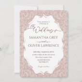 Invitation élégante Mariage damassé Beige (Devant)